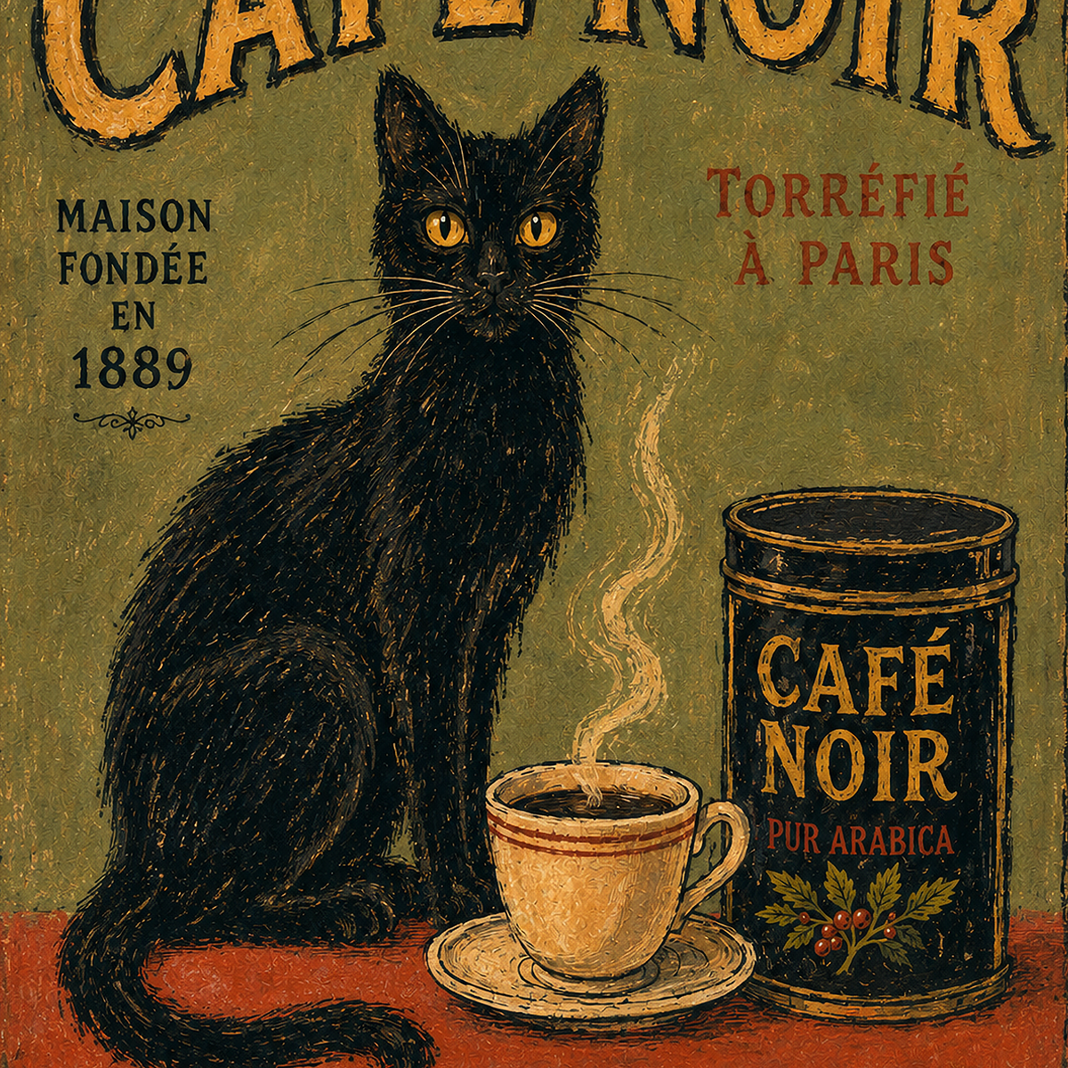 Cafe Noir - Black Cat and Coffee - Fleece Throw