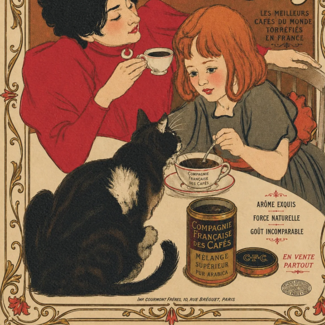 Compagnie Francaise Coffee - Mother, Child and Cat - Fleece Throw