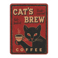 Cat's Brew Coffee - Black Cat on Red - Fleece Throw