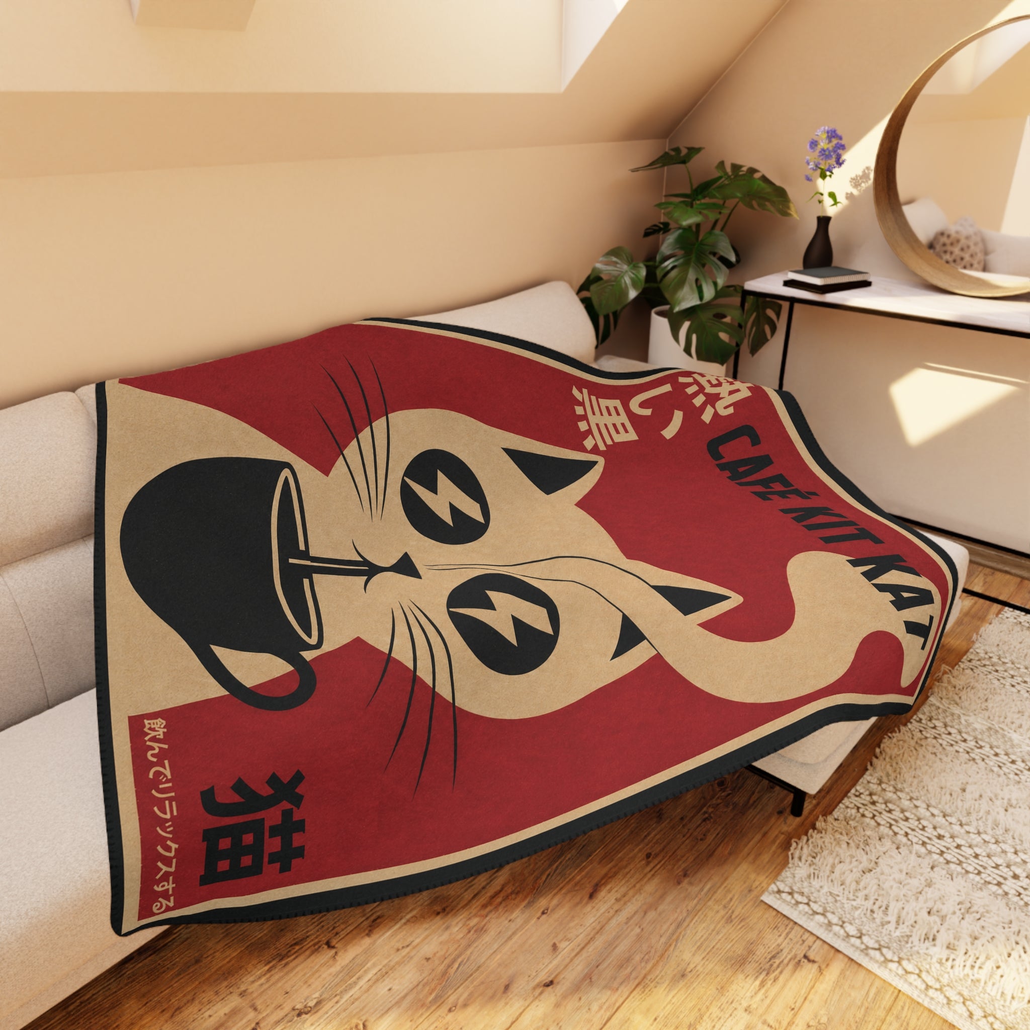 Cafe Kit Kat - Lightning Eyes - Japanese - Fleece Throw
