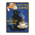 Black Cat Coffee - Pouring Coffee on Blue - Fleece Throw