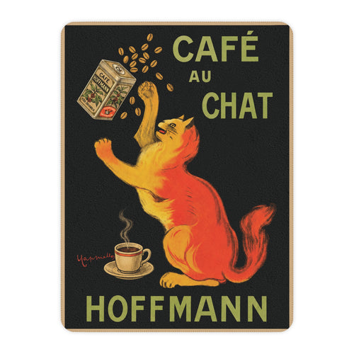 Cafe Au Chat - Cat Playing with Coffee Beans - Fleece Throw