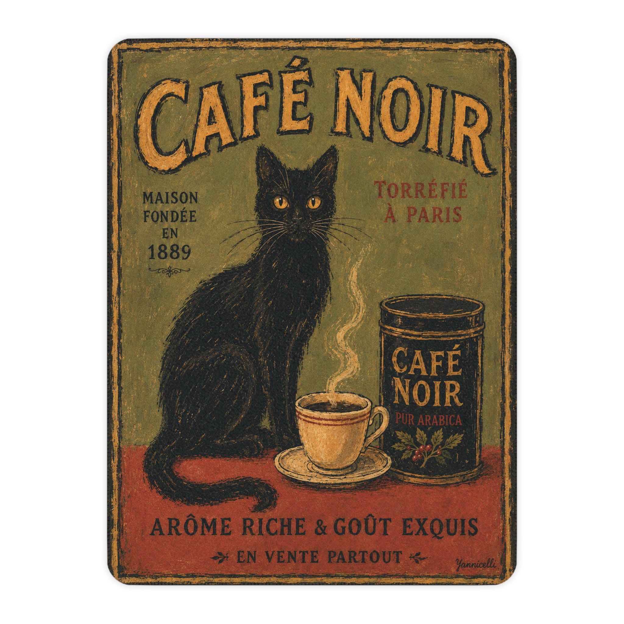 Cafe Noir - Black Cat and Coffee - Fleece Throw