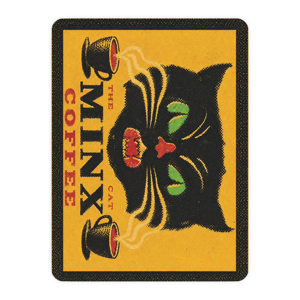 Minx The Cat Coffee - Halloween Black Cat on Yellow - Fleece Throw
