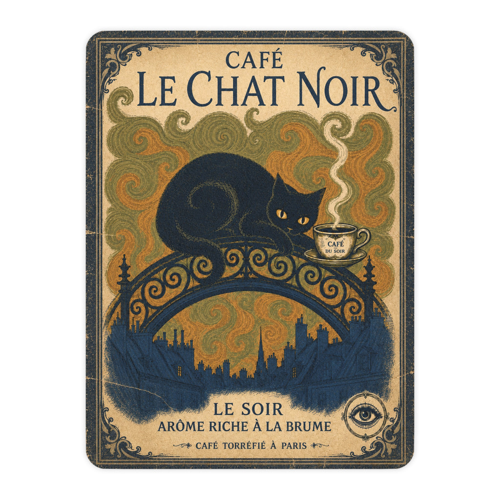 Cafe Le Chat Noir - Black Cat on Bridge - Fleece Throw