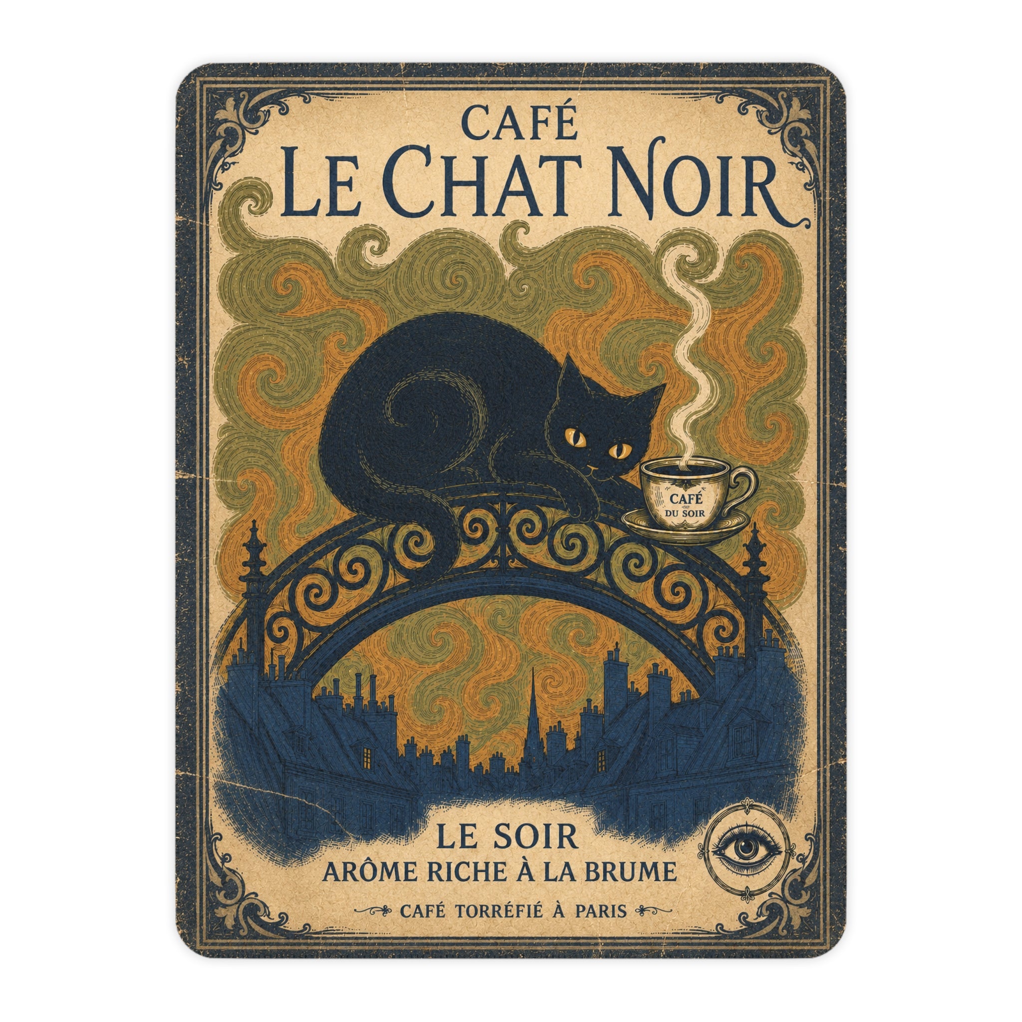 Cafe Le Chat Noir - Black Cat on Bridge - Fleece Throw