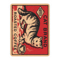 Cat Brand Roasted Coffee - B&W Cat on Red - Fleece Throw