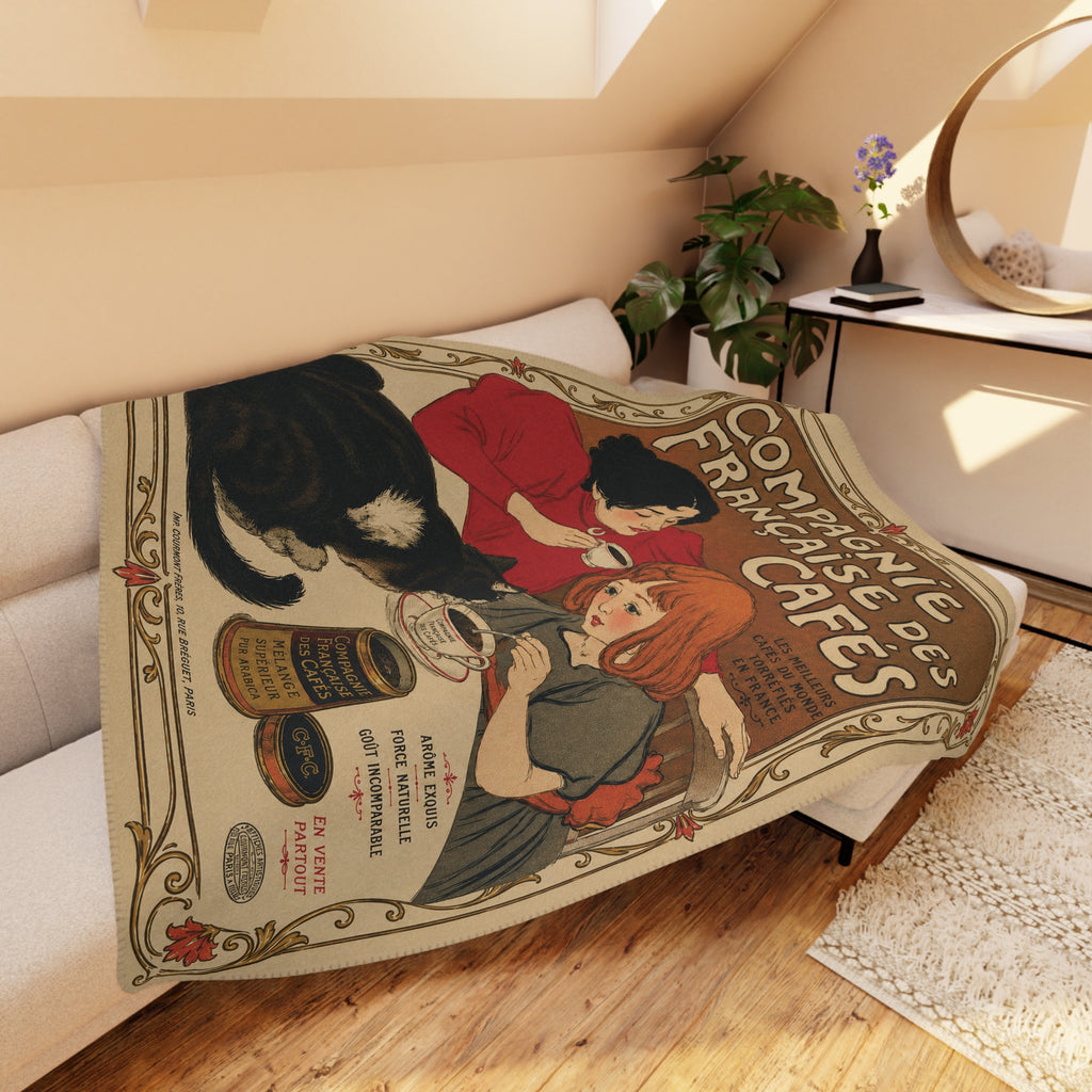 Compagnie Francaise Coffee - Mother, Child and Cat - Fleece Throw