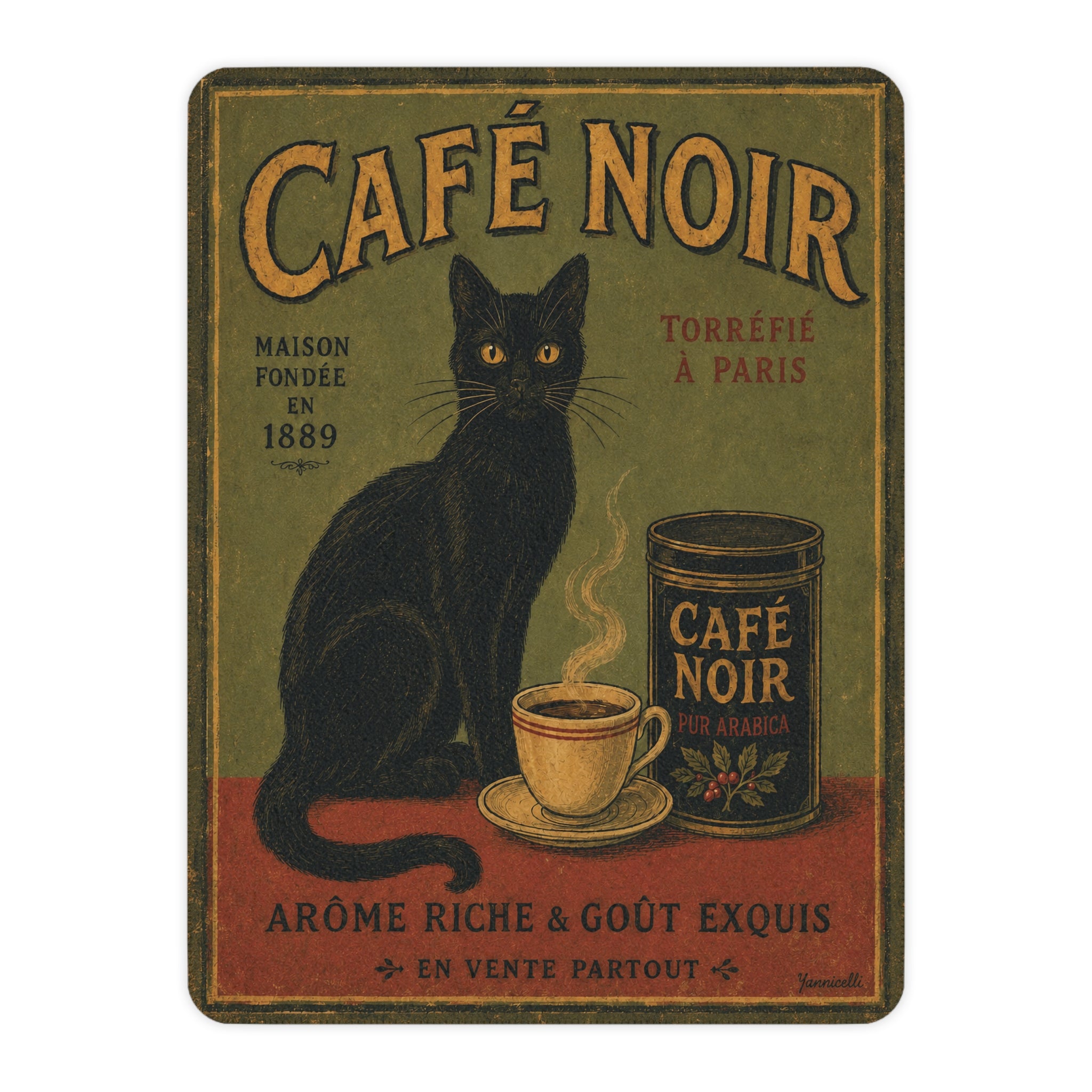 Cafe Noir - Black Cat and Coffee - Fleece Throw