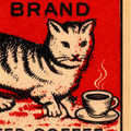 Cat Brand Roasted Coffee - B&W Cat on Red - Fleece Throw