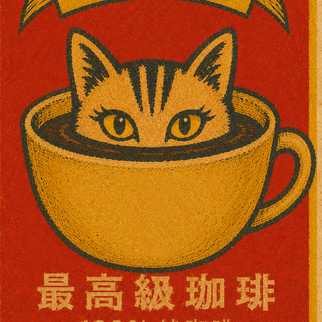 Cat in Cup Coffee - Japanese