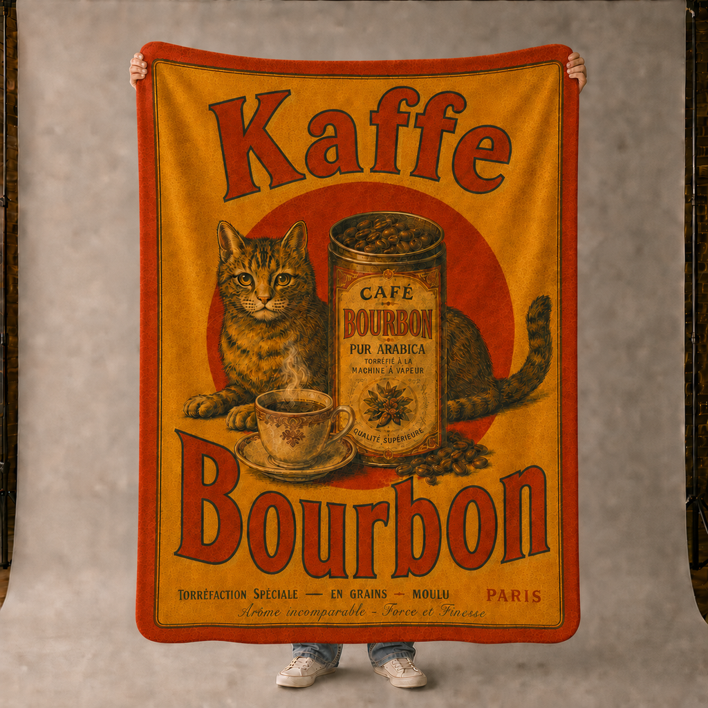 Kaffe Bourbon Coffee - Cat on Orange - Fleece Throw